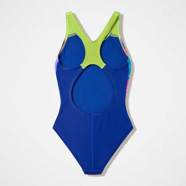 Girls Printed Splashback Swimsuit Blue/Green