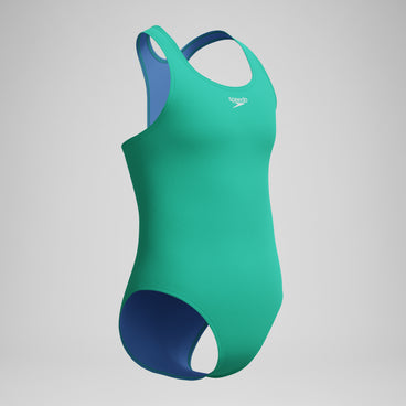Girls Solid Racerback One Piece Green