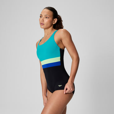 Women's Banded Colorblock One Piece Black/Blue