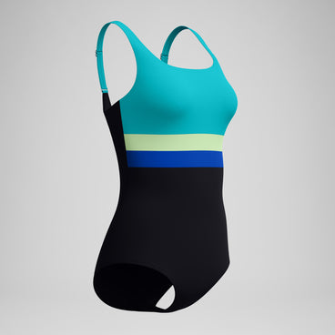 Women's Banded Colorblock One Piece Black/Blue