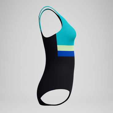 Women's Banded Colorblock One Piece Black/Blue