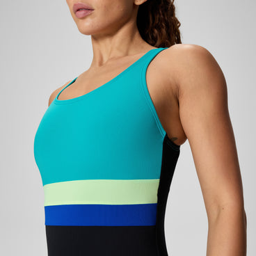 Women's Banded Colorblock One Piece Black/Blue