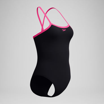 Women's Closed Back Hydrobra Swimsuit Black/Pink