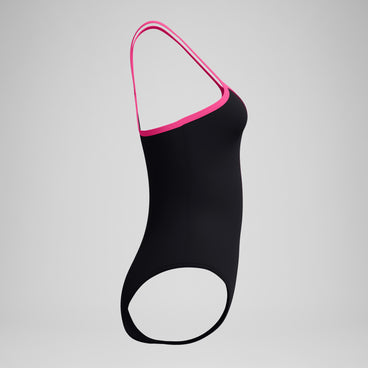 Women's Closed Back Hydrobra Swimsuit Black/Pink