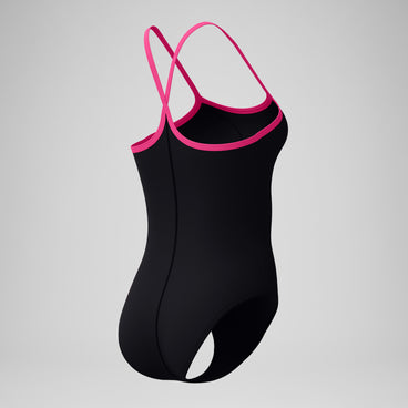 Women's Closed Back Hydrobra Swimsuit Black/Pink