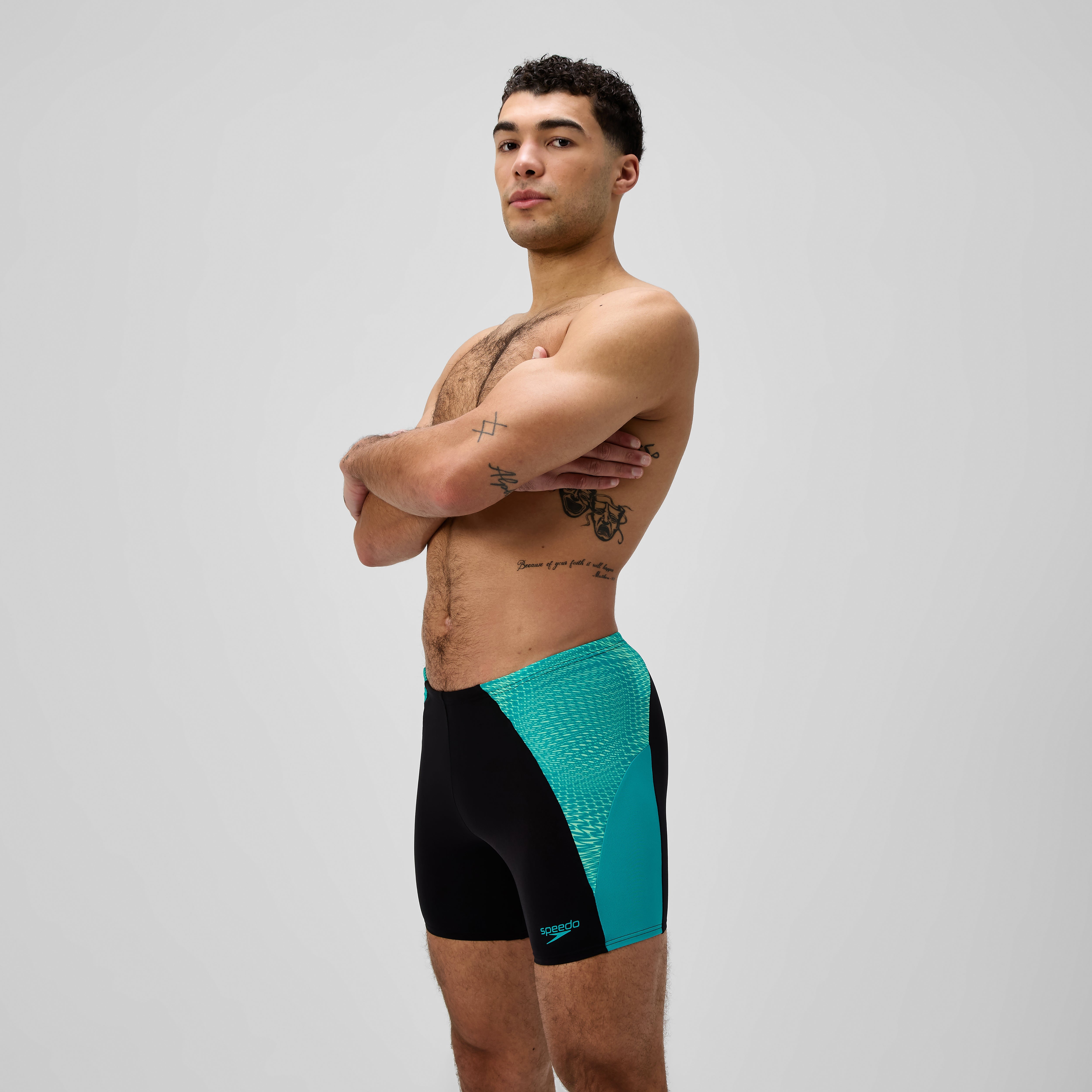 Men's Endurance+ MAX Splice Mid Jammer Black/Turquoise | Speedo