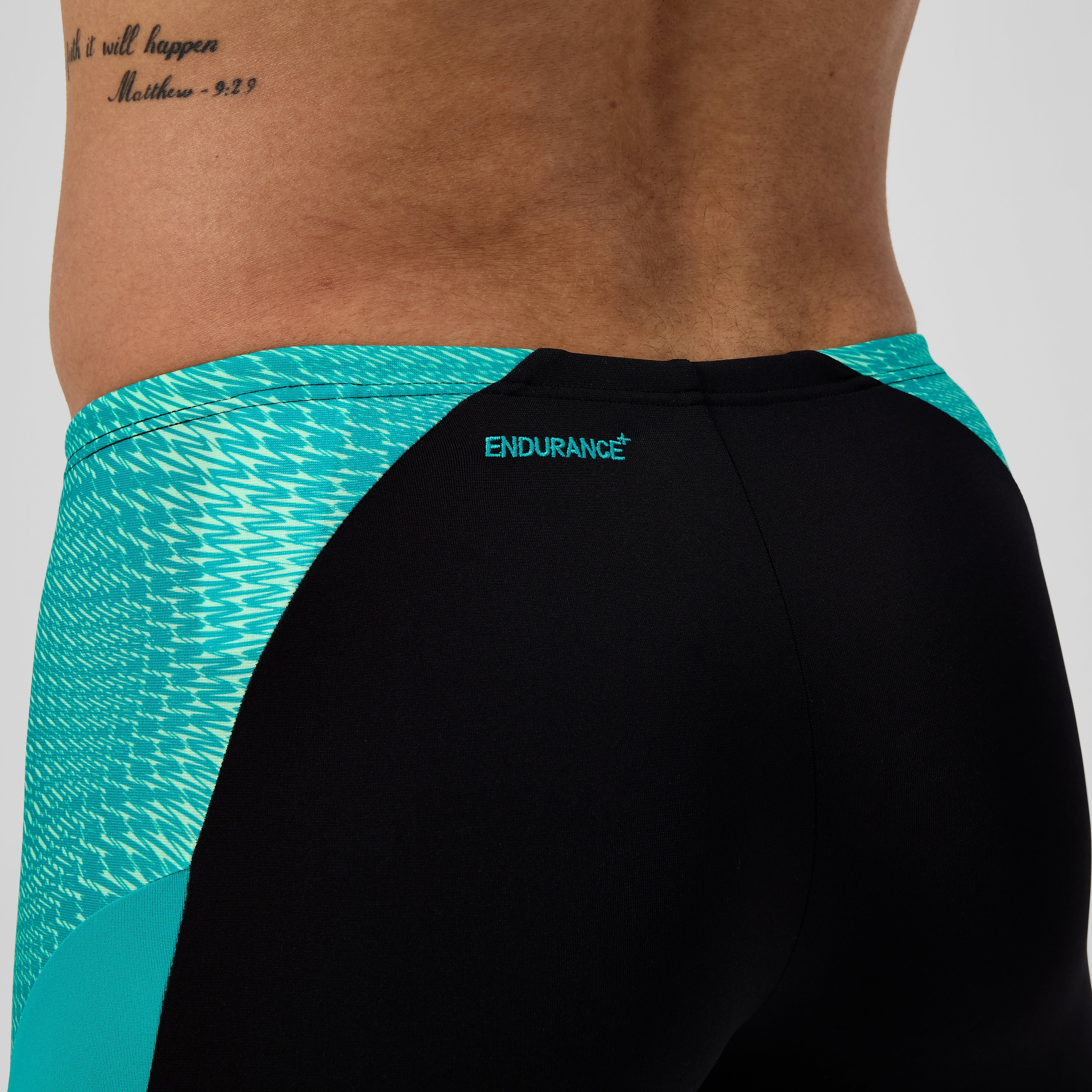 Men's Endurance+ MAX Splice Mid Jammer Black/Turquoise | Speedo