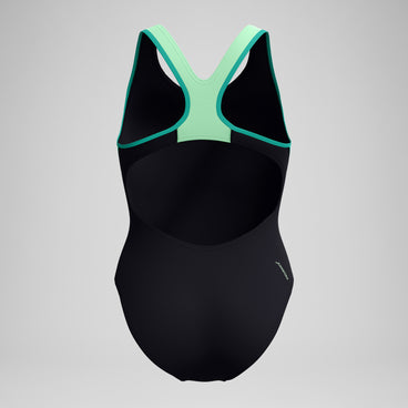 Women's Placement Laneback Swimsuit Black/Turquoise