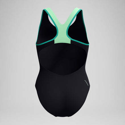Women's Placement Laneback Swimsuit Black/Turquoise