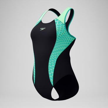 Women's Placement Laneback Swimsuit Black/Turquoise