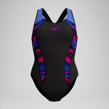 Women's Placement Laneback Swimsuit Black/Blue