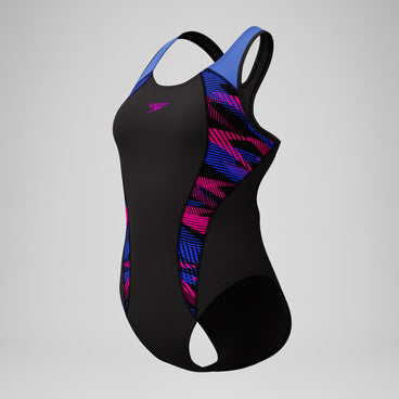 Women's Placement Laneback Swimsuit Black/Blue