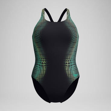 Women's Medalist Printed Swimsuit Black/Green