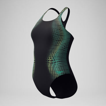 Women's Medalist Printed Swimsuit Black/Green