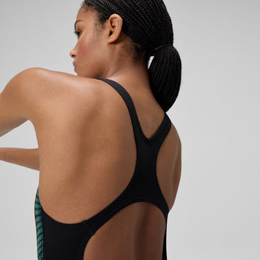 Women's Medalist Printed Swimsuit Black/Green