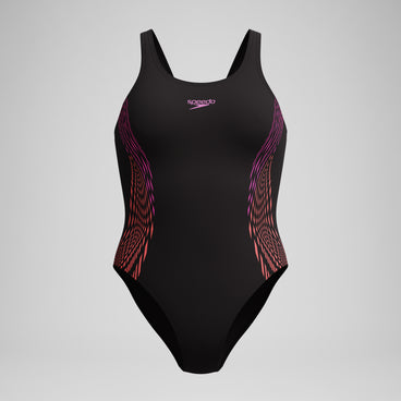 Women's Placement Muscleback Swimsuit Black/Pink