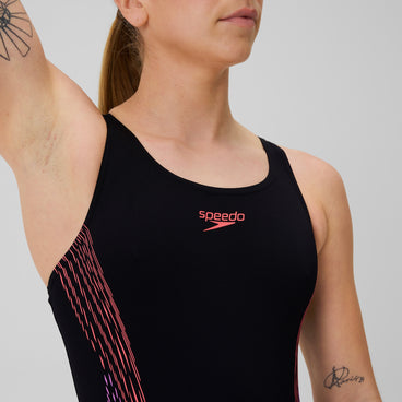 Women's Placement Muscleback Swimsuit Black/Pink