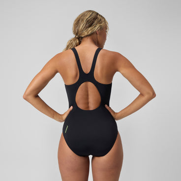 Women's Placement Muscleback Swimsuit Black/Yellow