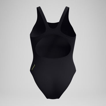 Women's Placement Muscleback Swimsuit Black/Yellow