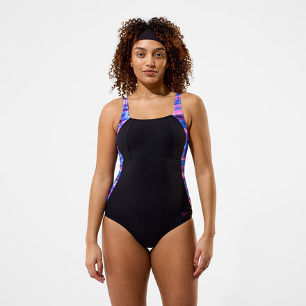 Women's Luna Lustre Printed Swimsuit Black/Pink