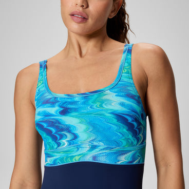 Women's Contour Eclipse Printed Swimsuit Navy/Blue