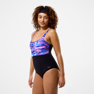 Women's Contour Eclipse Printed Swimsuit Black/Pink