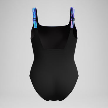 Women's Shaping Printed Contour Eclipse Swimsuit Black/Purple