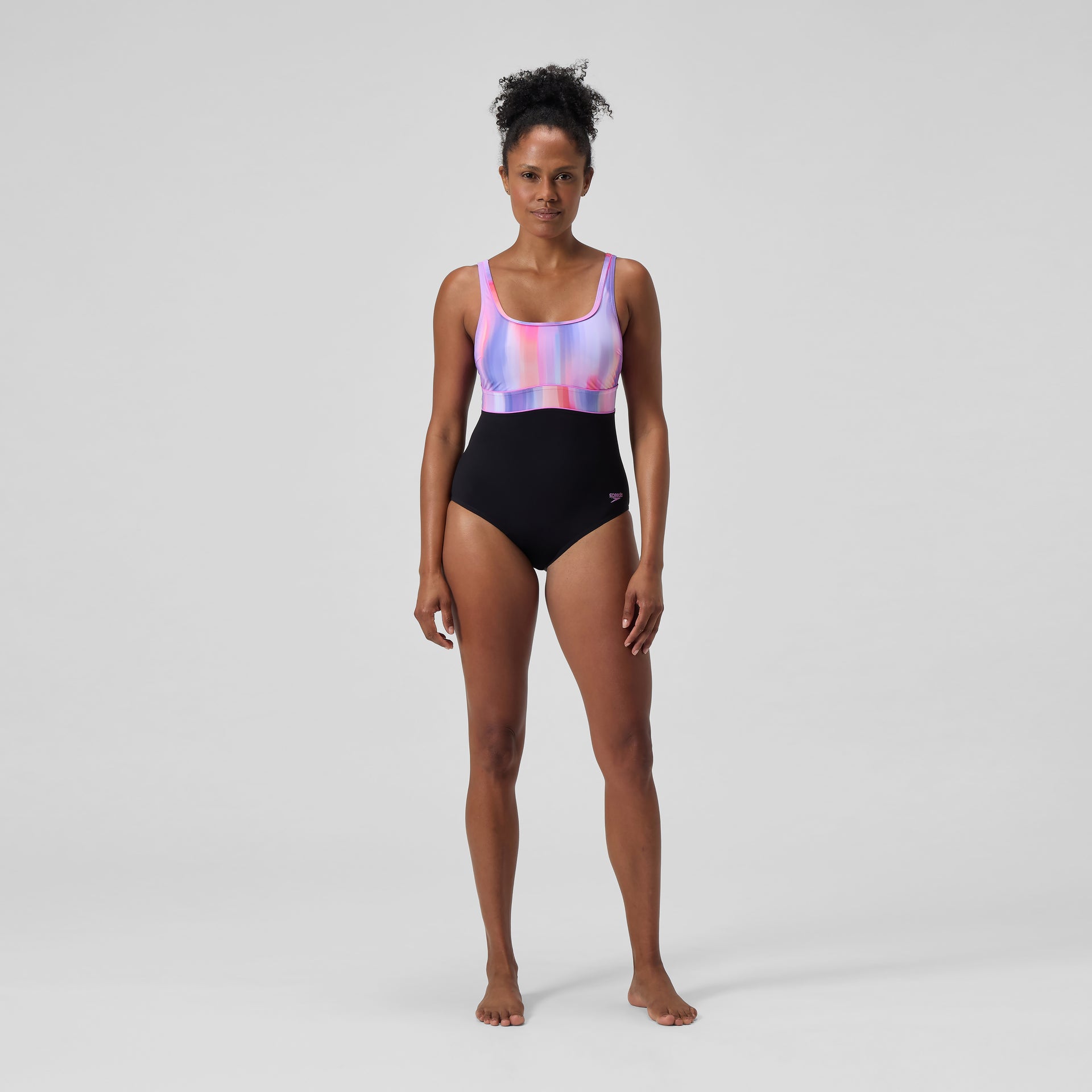 Shaping Printed Contour Eclipse Swimsuit Black Pink
