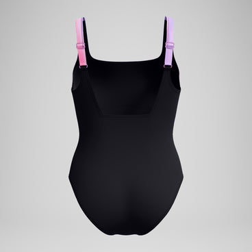 Women's Shaping Printed Contour Eclipse Swimsuit Black/Pink