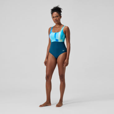 Women's Shaping Printed Contour Eclipse Swimsuit DarkTeal/Green
