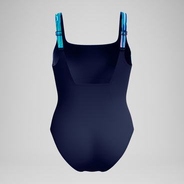 Women's Shaping Printed Contour Eclipse Swimsuit Navy /Green