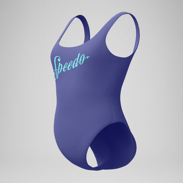 Women's Logo Deep U-Back Swimsuit Blue