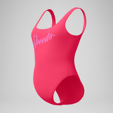 Women's Logo Deep U-Back Swimsuit Pink