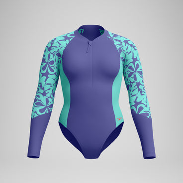 Women's Long Sleeve Swimsuit Blue/Green