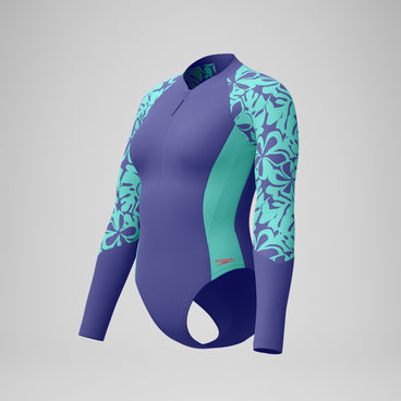 Women's Long Sleeve Swimsuit Blue/Green