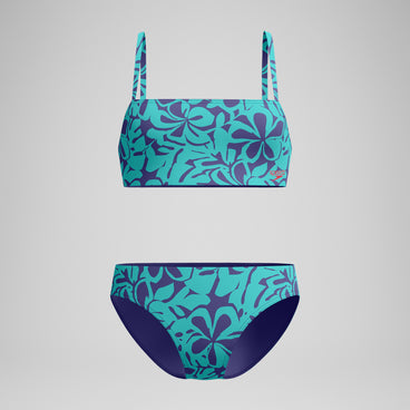 Women's Printed Adjustable Thinstap Bikini Blue/Green