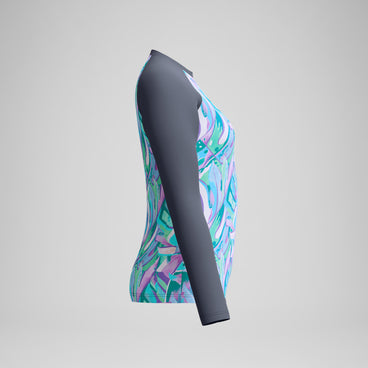 Women's Printed Long Sleeve Swim Shirt Grey/Green