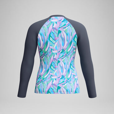 Women's Printed Long Sleeve Swim Shirt Grey/Green