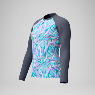Women's Printed Long Sleeve Swim Shirt Grey/Green