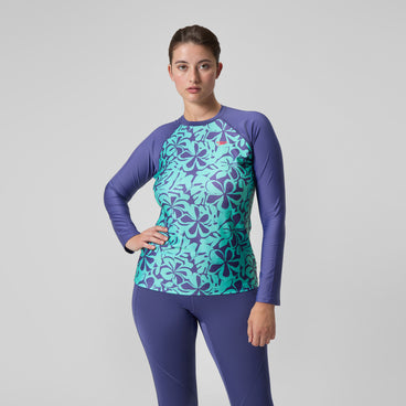 Women's Printed Long Sleeve Rash Top Blue/Green