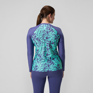 Women's Printed Long Sleeve Rash Top Blue/Green