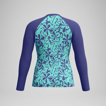 Women's Printed Long Sleeve Rash Top Blue/Green