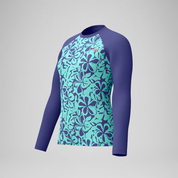 Women's Printed Long Sleeve Rash Top Blue/Green
