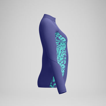 Women's Printed Long Sleeve Rash Top Blue/Green