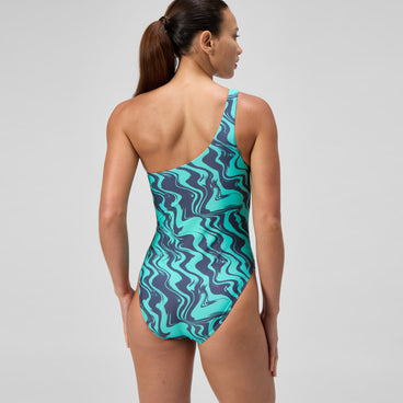 Women's Asymmetric Swimsuit Turquoise/Grey