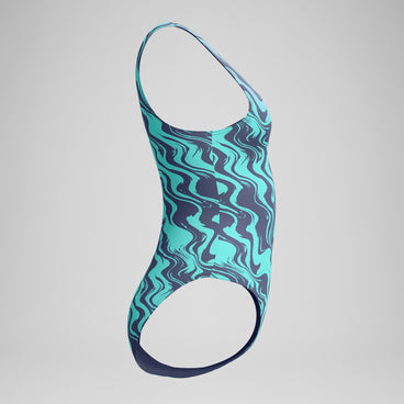 Women's Asymmetric Swimsuit Turquoise/Grey