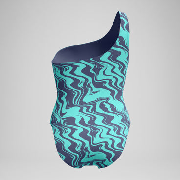 Women's Asymmetric Swimsuit Turquoise/Grey