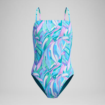 Women's Printed Adjustable Thinstrap Swimsuit Green/Pink