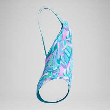 Women's Printed Adjustable Thinstrap Swimsuit Green/Pink