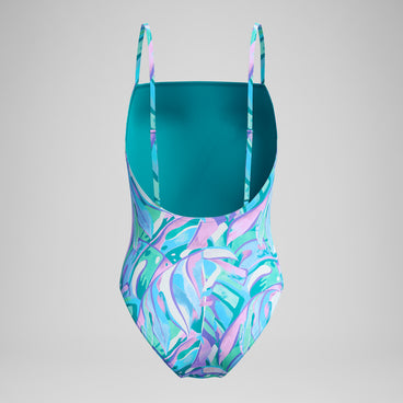 Women's Printed Adjustable Thinstrap Swimsuit Green/Pink